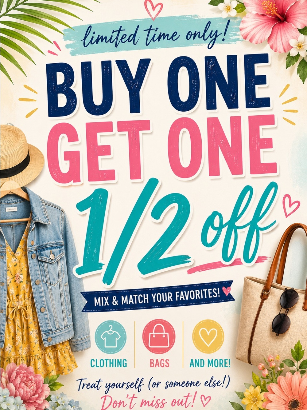 Buy One Get One 1/2 Off Summer SALE